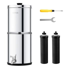 VEVOR 2.25G Gravity-fed Water Filter Countertop System Stainless Steel 2 Filters