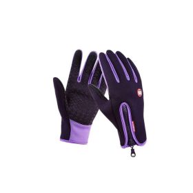 Women's Cold Winter Ski Camping Screen Touch Warm Gloves For Outdoor (Color: purple, size: M)